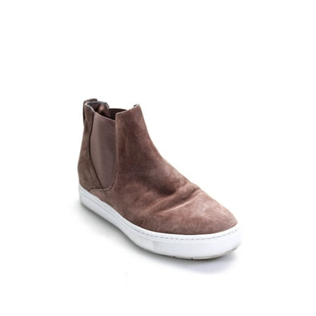 Pre-owned|Vince Womens High Top Suede Slip On Sneakers Pink Size 7