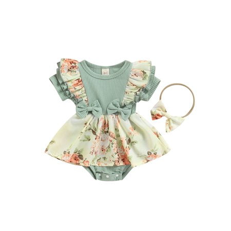 Morttic Infant Baby Girl Outfits Ruffled Short Sleeve Ribbed Bodysuit +Floral Bow Dress+Headband Summer Clothes (Green 3-6 Months)
Morttic Infant Baby Girl Outfits Ruffled Short Sleeve Ribbed Bodysuit +Floral Bow Dress+Headband Summer Clothes (Green 3-6 Months)