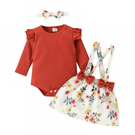Newborn Baby Girl Clothes Infant Romper Floral Suspender Dress Ruffle Sleeve One-Piece Outfit Jumpsuit Headband Fall Winter Clothes 0-18 Months
Newborn Baby Girl Clothes Infant Romper Floral Suspender Dress Ruffle Sleeve One-Piece Outfit Jumpsuit Headband Fall Winter Clothes 0-18 Months