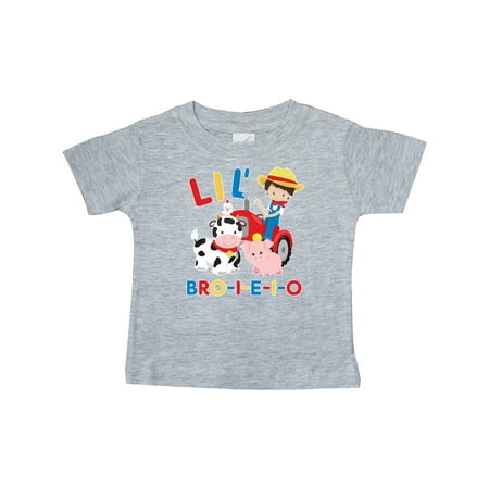 Inktastic Farmer Tractor EIEIO Little Bro Gift Baby Boy T-Shirt