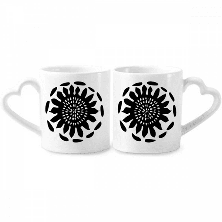 

Sunflower Outline Celebrate Mexico Totems Couple Porcelain Mug Set Cerac Lover Cup Heart Handle