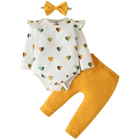 Fullfamous Newborn Baby Girl Clothes Gifts Outfits Fall Winter Long Sleeve Romper and Pant Set Yellow Heart 0-3 months
Fullfamous Newborn Baby Girl Clothes Gifts Outfits Fall Winter Long Sleeve Romper and Pant Set Yellow Heart 0-3 months