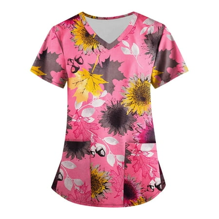 Sksloeg Flower Printed Stretch Scrubs Top sunflower Pattern Scrub Tops With Pockets Short Sleeve V-Neck Shirts Nursing Working Uniform Red XXXXXL
Sksloeg Flower Printed Stretch Scrubs Top sunflower Pattern Scrub Tops With Pockets Short Sleeve V-Neck Shirts Nursing Working Uniform Red XXXXXL