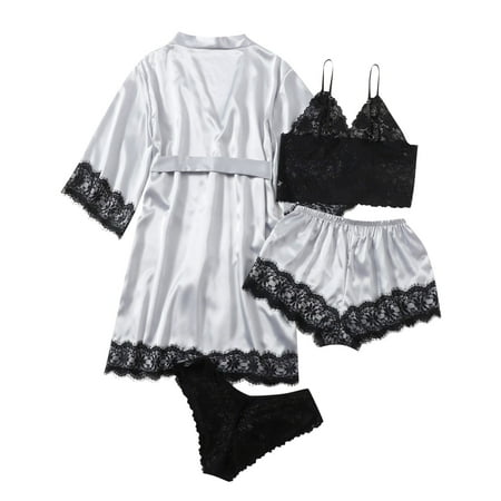 Matching Pajamas for Couples Matching Family Christmas Pajamas Women Oversized Elegant Lingerie Silk Robe Satin Bathrobe Four-piece Set Sleepwear Pajamas Silk Pajamas for Women Gray S
Matching Pajamas for Couples Matching Family Christmas Pajamas Women Oversized Elegant Lingerie Silk Robe Satin Bathrobe Four-piece Set Sleepwear Pajamas Silk Pajamas for Women Gray S