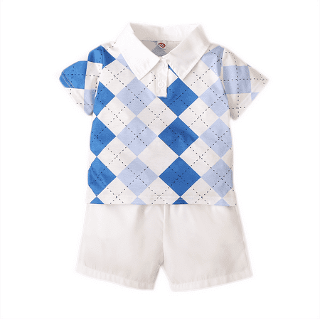KIMI BEAR Toddler Boys Outfits Summer Plaid Lapel Short Sleeve T-Shirt + Shorts 2PCs Set 3-4 Years Blue + White
KIMI BEAR Toddler Boys Outfits Summer Plaid Lapel Short Sleeve T-Shirt + Shorts 2PCs Set 3-4 Years Blue + White