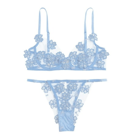 iOPQO lingerie for women G-string Flowers Embroidery Bralette Lace Bra Bustier Lingerie Thong Blue L
iOPQO lingerie for women G-string Flowers Embroidery Bralette Lace Bra Bustier Lingerie Thong Blue L