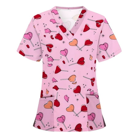 LWZWM Women s Working Uniform Mother s Day Scrub Tops V-Neck Short Sleeve Blouse Love Printed Loose Healthcare Career Shirt Women Fashion Short Sleeve Neck Tops Working Uniform Blo
LWZWM Women s Working Uniform Mother s Day Scrub Tops V-Neck Short Sleeve Blouse Love Printed Loose Healthcare Career Shirt Women Fashion Short Sleeve Neck Tops Working Uniform Blo