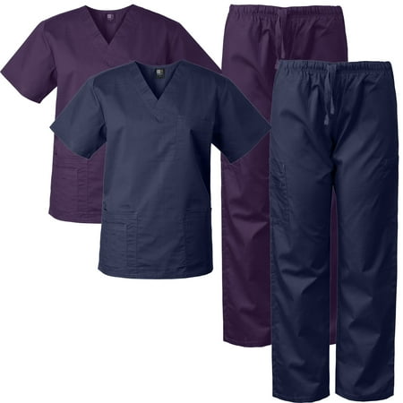 2-PACK Medgear Scrubs for Men and Women Scrubs Set Medical Uniform Scrubs Top and Pants