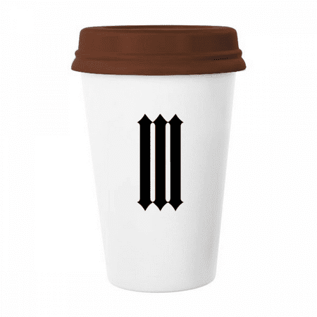 roman numerals three in black mug coffee drinking glass pottery cerac cup lid