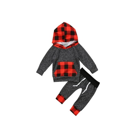 Sunisery Baby Boys Plaid Long Sleeve Hoodie Sweatshirt Top Long Pants Outfit Set
Sunisery Baby Boys Plaid Long Sleeve Hoodie Sweatshirt Top Long Pants Outfit Set
