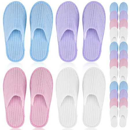 

12 Pairs House Slippers for Men Guest Shoeless Home Indoor Bathroom Portable Disposable Coral Fleece Miss Women s