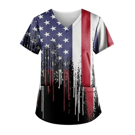 COFEST Women s Loose Comfy Scrub Top With Pocket Clearance Independence Day Tunic Sunflower And Flag Printed Trendy 2023 Summer Short Sleeve Top V Neck Blouse Blue L
COFEST Women s Loose Comfy Scrub Top With Pocket Clearance Independence Day Tunic Sunflower And Flag Printed Trendy 2023 Summer Short Sleeve Top V Neck Blouse Blue L