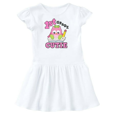 Inktastic 1st Grade Cutie with Owl Gift Toddler Girl Dress