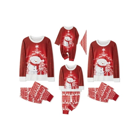 

Suanret Christmas Pajamas for Family Matching PJ Set for Couples and Dog Women Men Snowman Print Holiday Sleepwear Sets