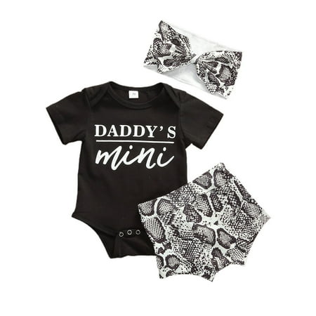 Summer Infant Baby Girls Clothes Sets 3Pcs Daddys Mini Letter Print Bodysuit Shorts Bow Headband Outfits for Baby Girl 0-18M
Summer Infant Baby Girls Clothes Sets 3Pcs Daddys Mini Letter Print Bodysuit Shorts Bow Headband Outfits for Baby Girl 0-18M
