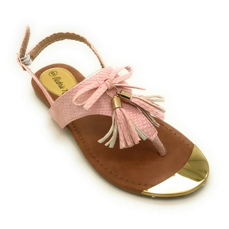 Victoria K Tassels Gold Tip Thong Sandal