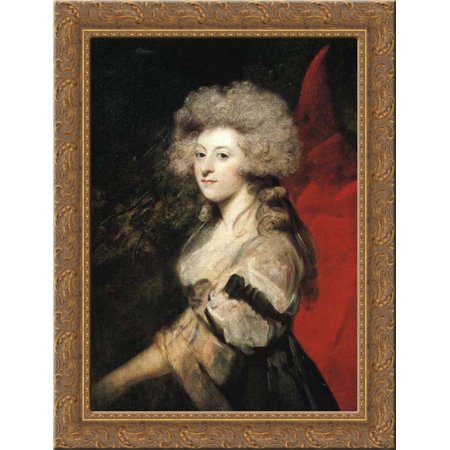 Portrait of Maria Anne Fitzherbert 20x24 Gold Ornate Wood Framed Canvas Art by Reynolds, Joshua