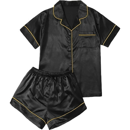 ZWQIANWEXFED Women s Short Sleeve Satin Sleepwear Button Down Shirt & Shorts Pajama Set
ZWQIANWEXFED Women s Short Sleeve Satin Sleepwear Button Down Shirt & Shorts Pajama Set