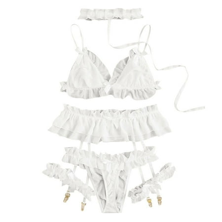 Tangnade Ladies casual underwear bra Chiffon Bandage Neck Ring Garter Panties Lingerie Women Underwear Sleepwear White M
Tangnade Ladies casual underwear bra Chiffon Bandage Neck Ring Garter Panties Lingerie Women Underwear Sleepwear White M