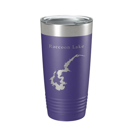 Raccoon Lake Map Tumbler Travel Mug Insulated Laser Engraved Coffee Cup Indiana 20 oz Purple