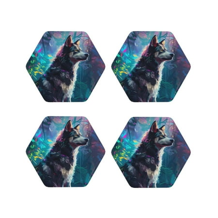 Drink Coasters Set of 4 Colorful Plant Wolf Leather Coasters for Coffee Table Protector Heat Resistant Cute Coasters for Home Decor Housewarming Gifts Bar Kitchen 4 Inch Hexagon
Drink Coasters Set of 4 Colorful Plant Wolf Leather Coasters for Coffee Table Protector Heat Resistant Cute Coasters for Home Decor Housewarming Gifts Bar Kitchen 4 Inch Hexagon
