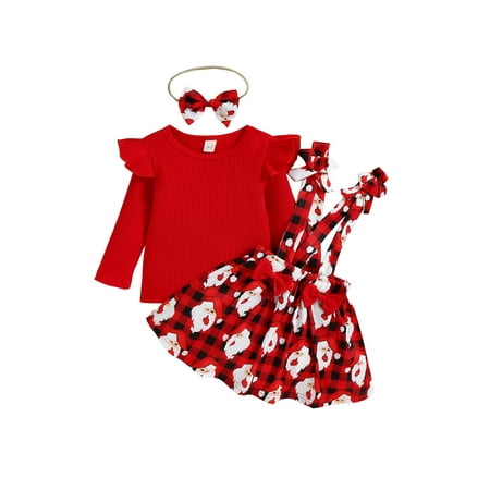 jaweiwi Little Girls Christmas Skirt Clothes Set Long Sleeve T-shirt + Plaid Santa Claus Print Suspender Skirt + Headband 9M-4years
jaweiwi Little Girls Christmas Skirt Clothes Set Long Sleeve T-shirt + Plaid Santa Claus Print Suspender Skirt + Headband 9M-4years