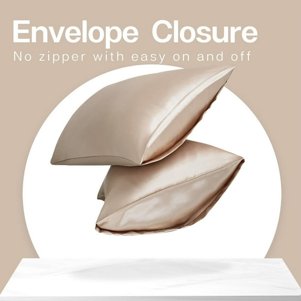 MR&HM Satin Pillow Case, 2 Pack Satin Queen Silky Pillowcase for Hair and Skin, Satin Pillowcase Set of 2, 20x30, Champagne MR&HM Satin Pillow Case, 2 Pack Satin Queen Silky Pillowcase for Hair and Skin, Satin Pillowcase Set of 2, 20x30, Champagne - Image 2