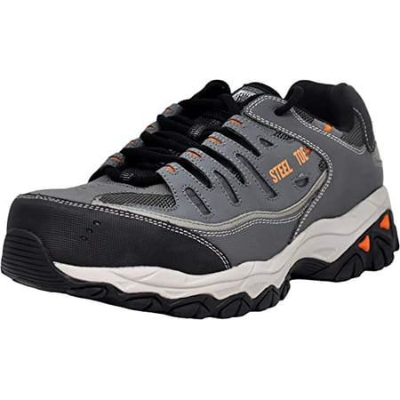 Skechers Men Cankton Athletic Steel Toe Work Sneaker Charcoal/Orange 9 M US