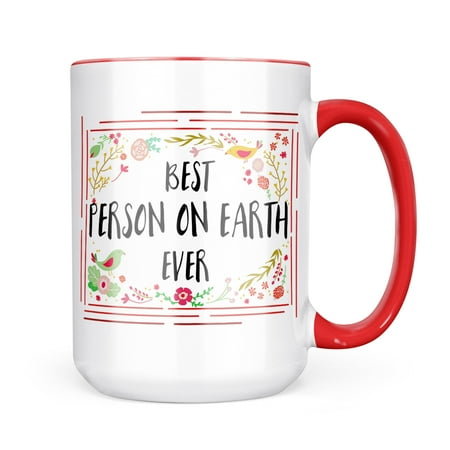 Neonblond Happy Floral Border Person on Earth Mug gift for Coffee Tea lovers