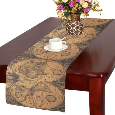 MYPOP Vintage World Map Table Runner 14x72 inch For Dinner Parties Events Home Decor