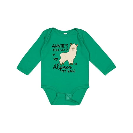 Inktastic Auntie s You Say Alpaca My Bags Gift Baby Boy or Baby Girl Long Sleeve Bodysuit
Inktastic Auntie s You Say Alpaca My Bags Gift Baby Boy or Baby Girl Long Sleeve Bodysuit