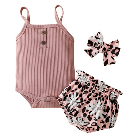 Baby Bodysuit Girls Sleeveless Solid Color Ribbed Romper Bodysuit Leopard Prints Shorts Headbands Outfits For 3-6 Months
Baby Bodysuit Girls Sleeveless Solid Color Ribbed Romper Bodysuit Leopard Prints Shorts Headbands Outfits For 3-6 Months