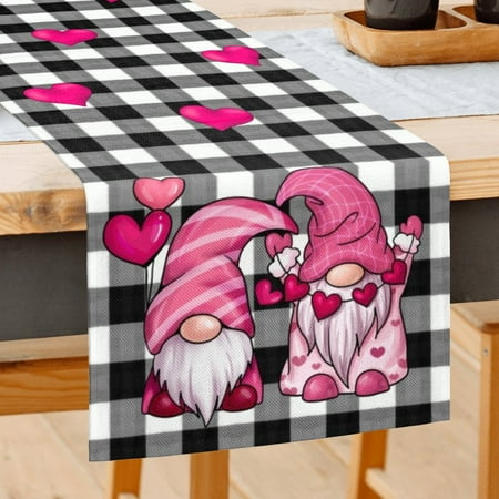 SPXUBZ Valentine s Day Table Runner Black and White Plaid Dark Pink Gnome Couple Love Balloons 13x72 Inch Table Runner Suitable for Home Kitchen Dining Table Table Holiday Decoration
SPXUBZ Valentine s Day Table Runner Black and White Plaid Dark Pink Gnome Couple Love Balloons 13x72 Inch Table Runner Suitable for Home Kitchen Dining Table Table Holiday Decoration