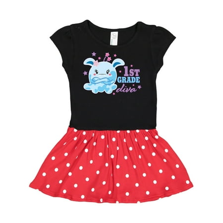 Inktastic 1st Grade Diva with Cute Blue Monster Gift Toddler Girl Dress