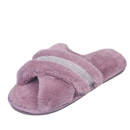 CoCopeanut Winter New Rhinestone House Women Fur Slippers Bedroom Warm Faux Fur Ladies Flat Shoes Slip-on Indoor Women Plush Slippers
CoCopeanut Winter New Rhinestone House Women Fur Slippers Bedroom Warm Faux Fur Ladies Flat Shoes Slip-on Indoor Women Plush Slippers