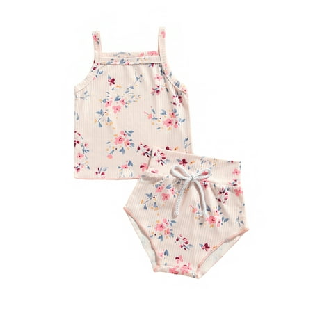 KuriozudBaby Girls Clothes Boat Neck Camisole and High Waist Shorts