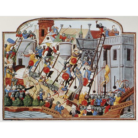Siege 15Th Century Nsoldiers Scaling The Walls Of A City During An Attack Manuscript Illumination From Chroniques De Charles Vii 15Th Century Poster Print by Granger Collection