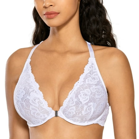 DOBREVA Women s Lace Front Closure Racerback Bralette Plunge Unlined Underwire Minimizer Bra
DOBREVA Women s Lace Front Closure Racerback Bralette Plunge Unlined Underwire Minimizer Bra