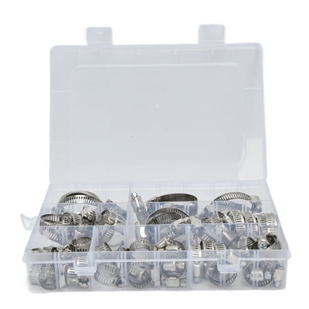 60Pcs Hose Clamp Stainless Steel Adjustable American Type Industrial Tube Clips Set FS090001
60Pcs Hose Clamp Stainless Steel Adjustable American Type Industrial Tube Clips Set FS090001