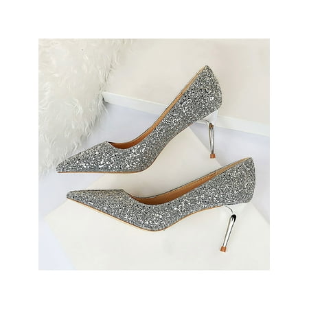 Gomelly Women Dress Pump Glitter Stiletto Heels Pointy Toe Pumps Casual D’Orsay Shoe Party Night Club Shoes Silver 7.5
Gomelly Women Dress Pump Glitter Stiletto Heels Pointy Toe Pumps Casual D’Orsay Shoe Party Night Club Shoes Silver 7.5
