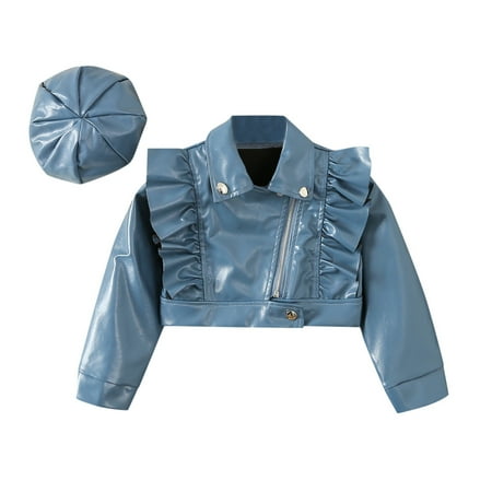 Toddler Girls Leather Motorcycle Jacket Cute Ruffle Spring Fall Pu Coat and Hat Leisure Skin-Friendly T Shirt Baby Girl Clothes
Toddler Girls Leather Motorcycle Jacket Cute Ruffle Spring Fall Pu Coat and Hat Leisure Skin-Friendly T Shirt Baby Girl Clothes