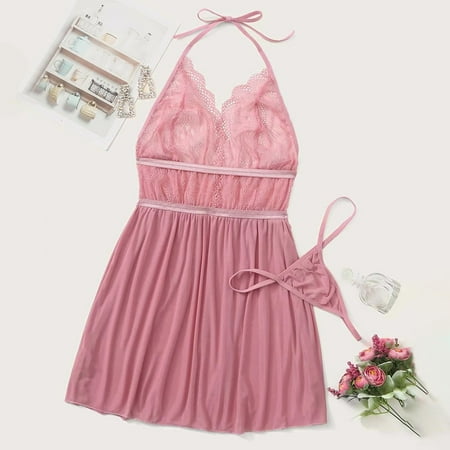 〖TOTO〗Intimates For Women Lace Screen Stitching Nightdress Backless V-Neck Lingerie With Thong Set
〖TOTO〗Intimates For Women Lace Screen Stitching Nightdress Backless V-Neck Lingerie With Thong Set