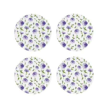 Coasters Set of 4 - Purple chicory Drink Coasters for Tabletop Protection Leather Coasters for Living Room Decor and Housewarming Gift Round Shape
Coasters Set of 4 - Purple chicory Drink Coasters for Tabletop Protection Leather Coasters for Living Room Decor and Housewarming Gift Round Shape