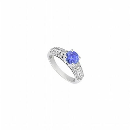 Tanzanite & Diamond Engagement Ring 14K White Gold, 1.50 CT - Size 6