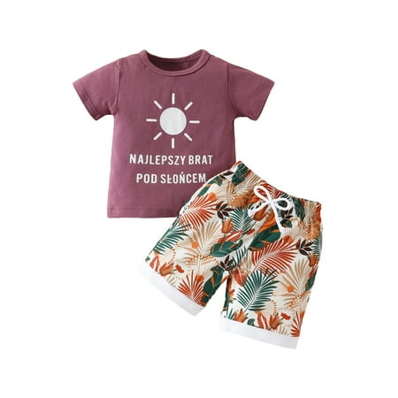 Suanret Toddler Baby Boys Girls Summer Outfits Casual Letter Print Short Sleeve T-shirt Elastic Floral Shorts Sets Purple 18-24 Months
Suanret Toddler Baby Boys Girls Summer Outfits Casual Letter Print Short Sleeve T-shirt Elastic Floral Shorts Sets Purple 18-24 Months