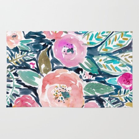 Society6 Gardens Of Capitola Watercolor Floral Rug 3' x 5'