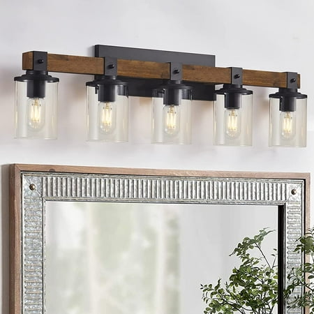 MANXING Farmhouse Vanity Lights 5-Light Wood Bathroom Wall Lighting with Clear Glass Industrial Metal Wall Sconce for Bedroom Kitchen Hallway (Antique Wood 5-Light)
MANXING Farmhouse Vanity Lights 5-Light Wood Bathroom Wall Lighting with Clear Glass Industrial Metal Wall Sconce for Bedroom Kitchen Hallway (Antique Wood 5-Light)