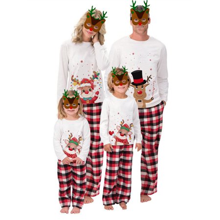 Mubineo Christmas Family Pajamas Set Long Sleeve Cartoon Deer Print Tops + Plaid Pants
Mubineo Christmas Family Pajamas Set Long Sleeve Cartoon Deer Print Tops + Plaid Pants