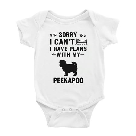 Sorry I Can t I Have Plans With My Peekapoo Love Pet Dog Funny Baby Jumpsuits (White 12-18 Months)
Sorry I Can t I Have Plans With My Peekapoo Love Pet Dog Funny Baby Jumpsuits (White 12-18 Months)
