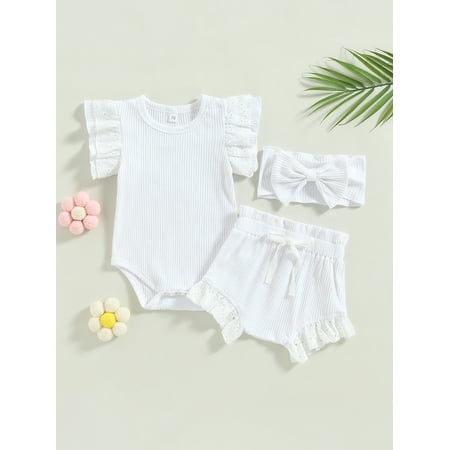 Lamuusaa Baby Girls Summer 3PCS Outfit Sets Flying Sleeve O Neck Romper + Drawstring Shorts + Headband
Lamuusaa Baby Girls Summer 3PCS Outfit Sets Flying Sleeve O Neck Romper + Drawstring Shorts + Headband